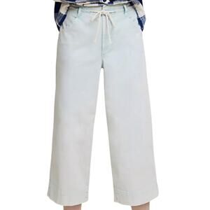 CHINO by Anthropologie Cropped Wide-leg Sky Blue Draw String Pants Size 30 Beach